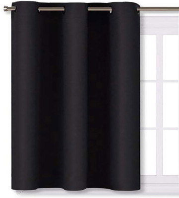 COMFY HOME 182.8 cm (6 ft) Silk Semi Transparent Shower Curtain Single Curtain(Solid, Black)