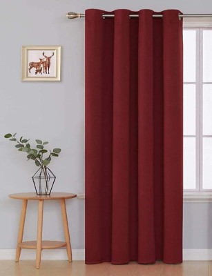 VeNom 243.84 cm (8 ft) Silk Blackout Long Door Curtain Single Curtain(Solid, Burgundy)