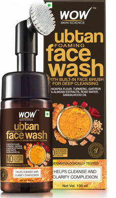 WOW SKIN SCIENCE Ubtan Foaming  with Built-In Face Brush for deep cleansing - No Parabens, Sulphate, Silicones & Color - 100mL Face Wash(100 ml)