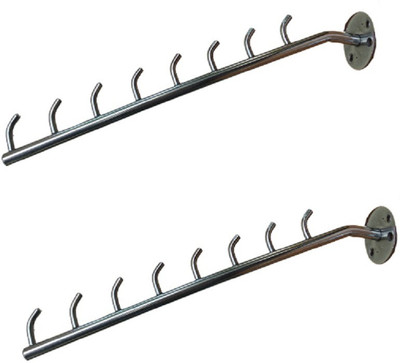 Q1 Beads 8 pin Hook Wall drope Hanger for Cloth & Multipurpose- Metal Pack of 2 - Stainless Steel Clothes Hanger Heavy Duty Drying Rack Wall Mount with Hardware Fitting Swivel Hook 8(Pack of 2)