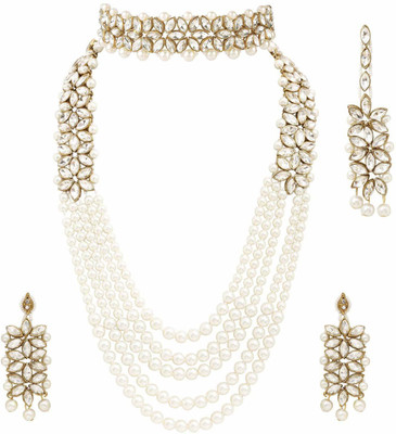 FARID ENTERPRISES Alloy Gold-plated White Jewellery Set(Pack of 1)