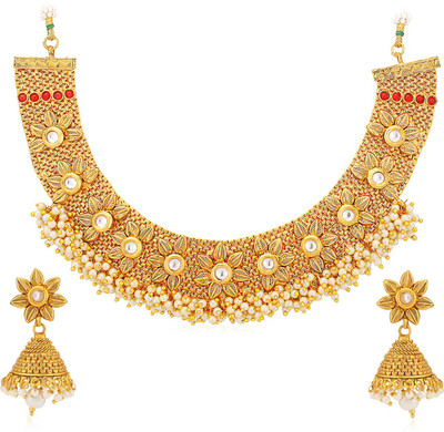 Sukkhi Alloy Gold-plated White, Red Jewellery Set(Pack of 1)