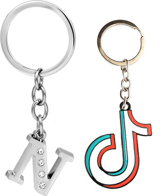 Meeko.com Alphabet Letter N Metal Design and tik tok 03 Key Chain
