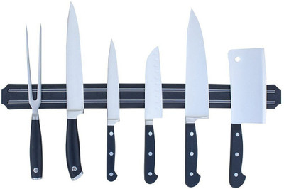 Satisfyshop Stainless Steel Magnetic Knife Holder, Metal Magnet Knife Bar Hanger Rack Used as Kitchen Utensil Holder, Tool Holder, Black, Wall Mount Kitchen Organiser Kitchen Organiser Magnet Pack of 1(Black) deal from flipkart