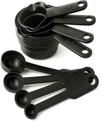 Skylight SPN899 8 Pieces Plastic Baking Measurement Set 4 Measuring Cups and 4 Spoons with Double Pour Sides. Measuring Cup Set(2.5 ml, 5 ml, 7.5 ml, 15 ml, 60 ml, 80 ml, 120 ml, 240 ml)