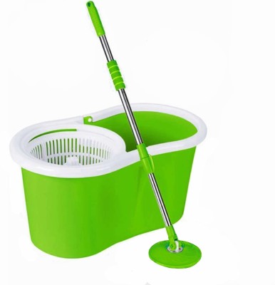 GTE Classic Magic Dry Bucket Mop - 360 Degree Self Spin Wringing with Rod Set Without Any Microfiber Mop Set(Multicolor)