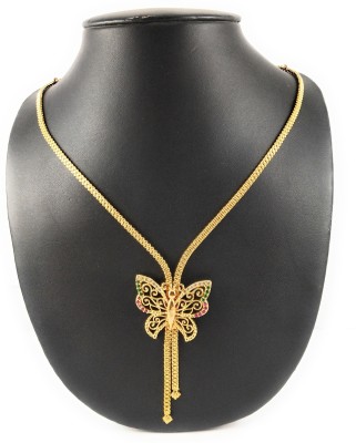 AFJ GOLD Gold Plated Traditional Trendy Designer Daily Wear Stone Necklace Emerald, Ruby Gold-plated Plated Copper Necklace