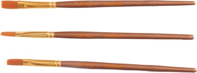 NOZOMI Artist Quality Flat Paint Brushes set of 3 Pc (1 No. Size)(Brown)