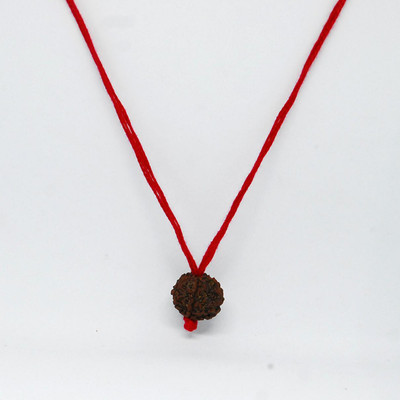 SEN ENTERPRISE Original 5 Mukhi Rudraksha Pendant With Red Colour Thread Wood Locket