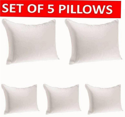 Swikon star Polyester Fibre Solid Body Pillow Pack of 5(White)