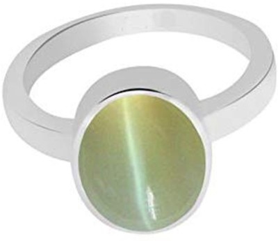 PARTH GEMS Cat's Eye Lehsunia 11.25 Carat Stone Silver Adjustable Ring for Men Brass Cat's Eye Silver Plated Ring