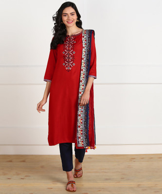 biba-embroidered-kurta-trouserpant-dupatta-set