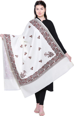 PASHTUSHS Wool Printed Women Shawl(White)