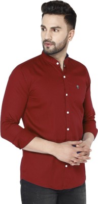 FUBAR Men Solid Casual Maroon Shirt