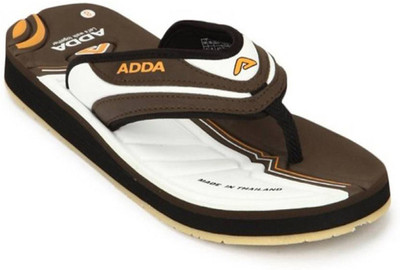 Adda Men Flip Flops(Brown, White , 6)