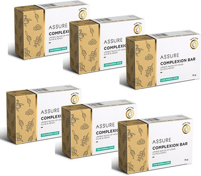 ASSURE Complexion Bar-Kesar,Honey & Olive - Pack of 6 Each 75gm(450 g)