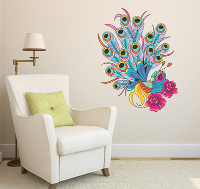 Wallzone 50 cm Colorfull Bird Removable Sticker(Pack of 1)