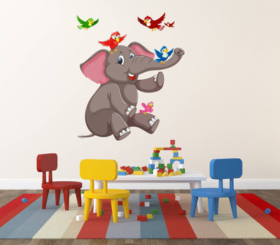 Littlebuds 60 cm Happy Elephant Removable Sticker(Pack of 1)