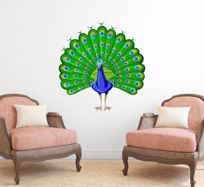 Wallzone 50 cm Beautifull Peacock Removable Sticker(Pack of 1)