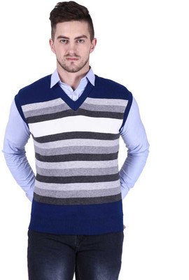stars collection Woven V Neck Casual Men Multicolor Sweater