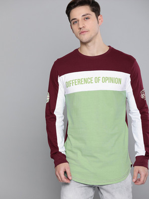 DIFFERENCE OF OPINION Printed Men Round Neck Maroon T-Shirt