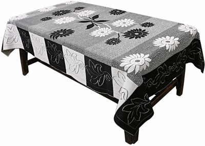 Fratco Self Design 4 Seater Table Cover(Black and white, Cotton)