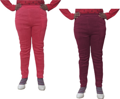 Indistar Regular Fit Women Maroon, Pink Trousers