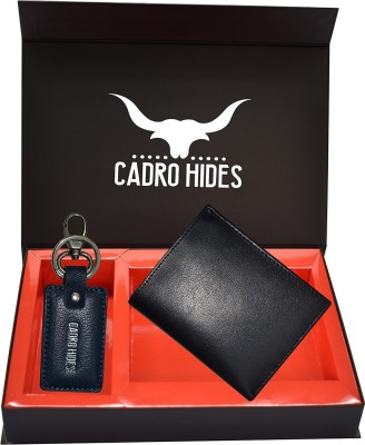 cadrohides Men Black Genuine Leather Wallet(5 Card Slots, Pack of 2)