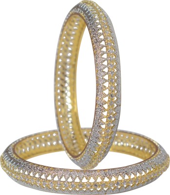 Nathany Jewels Alloy Cubic Zirconia Gold-plated, Silver Coated Bangle Set(Pack of 2)
