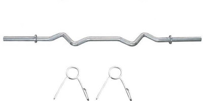 L'AVENIR Gym & Fitness 3ft. Weight Lifting CURL / BEND / EZ ROD with ROD LOCKS Weight Lifting Bar(Silver)