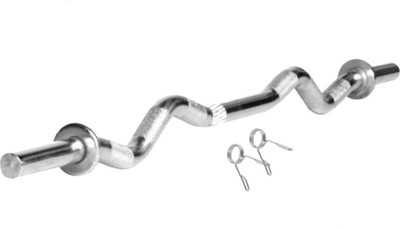 L'AVENIR Gym & Fitness 3ft. HEAVY DUTY Weight Lifting CURL / BEND ROD with LOCKS Weight Lifting Bar(Silver)