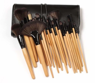 YANQINA 24 Make-up Toiletry Kit Wool Make Up Brush Set (Black)(Pack of 24)