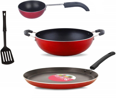 NAVRANG Non-Stick Coated Cookware Set(Aluminium, 4 - Piece)