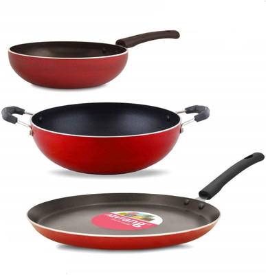 NAVRANG Non-Stick Coated Cookware Set(Aluminium, 3 - Piece)