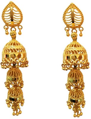 Happy Stoning Beautiful layered Gold Plated Brass Jhumki Earring Brass Jhumki Earring