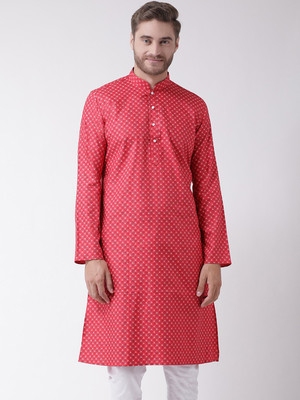 DEYANN Men Printed Straight Kurta(Red)