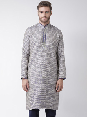 DEYANN Men Self Design Straight Kurta(Blue)