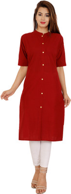 Rimeline Fashion Women Solid Straight Kurta(Maroon)