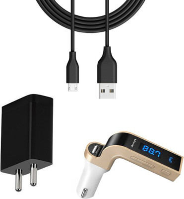 DAKRON Wall Charger Accessory Combo for Moto E6s(Black)