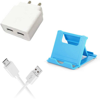 DAKRON Wall Charger Accessory Combo for Vivo U10(White)