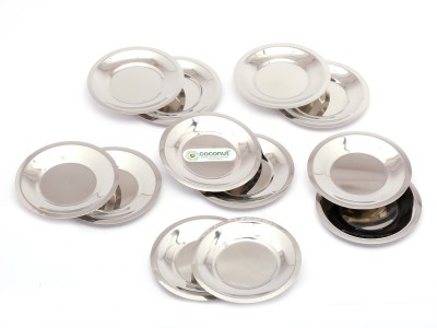 COCONUT Stainless Steel Glass Lid/ Ciba - Set of 12 Pieces - Diamater - 9.7 Cm Each- SIZE 4 Quarter Plate(Pack of 12)