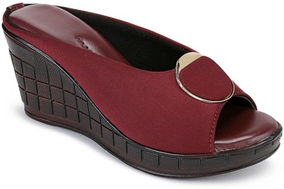 Clouter hub Women Heels(Maroon, Brown , 7)