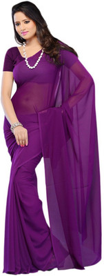 MUKTIDATA Solid/Plain Bollywood Georgette Saree(Magenta)