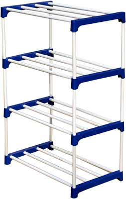 CMerchants 4-L MATEL COLLAPSIBLE-SHOE-STAND Metal, Plastic Collapsible Shoe Stand(Blue, 4 Shelves)