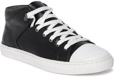 Leo Claws Leather Ankle Sneakers For Men(Black, White , 10)