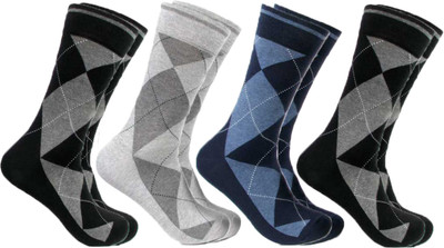 HICODE Men Argyle Mid-Calf/Crew(Pack of 4)