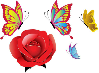 Littlebuds 60 cm Rose Removable Sticker(Pack of 1)