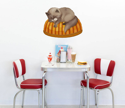 Wallzone 50 cm Sleeping Cat Removable Sticker(Pack of 1)
