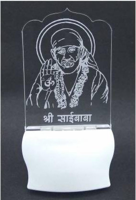 Gojeeva The Sai Baba 3D Illusion Night Lamp Comes with 7 Multicolor and 3D Illusion Design Suitable for Room,Drawing Room,Lobby Night Lamp(12 cm, Clear)