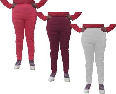 IndiWeaves Regular Fit Women White, Pink, Maroon Trousers